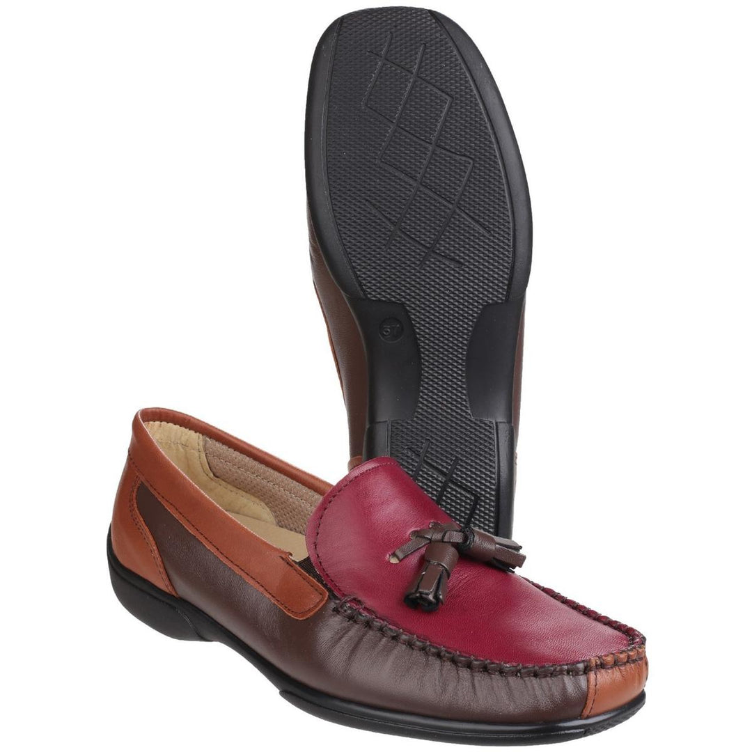 Cotswold Biddlestone Slip On Loafer Shoe Chestnut/Tan/Wine