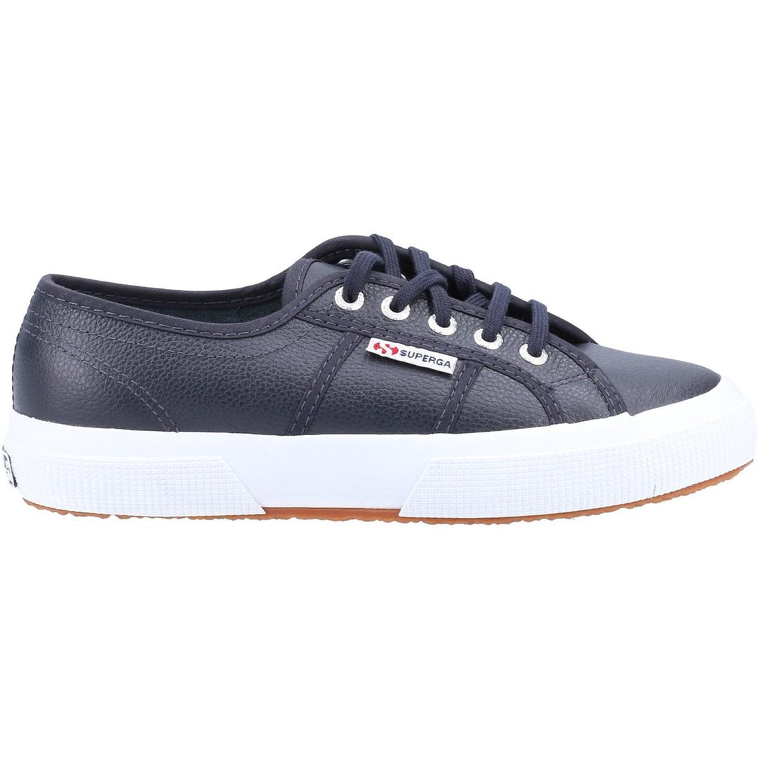 Superga 2750 Tumbled Leather Shoe Blue Navy