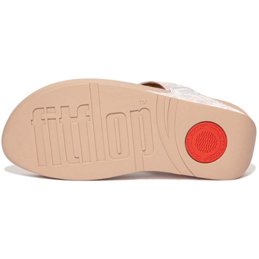 Fit Flop Lulu Art-Dye Leather Toe-Post Sandals Beige Mix