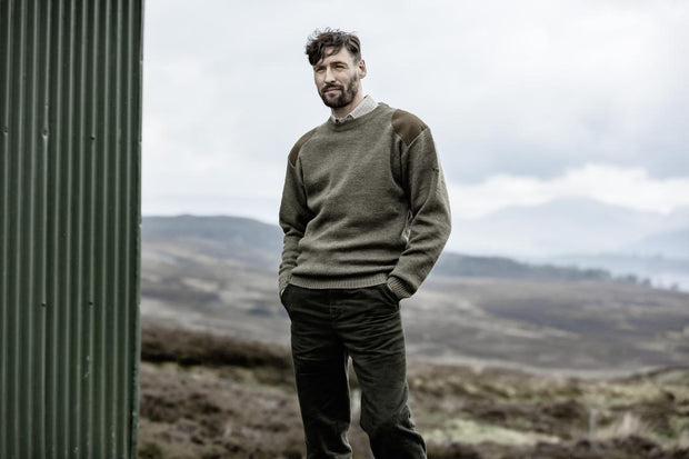 Hoggs of Fife Melrose Hunting Pullover  Marled Green