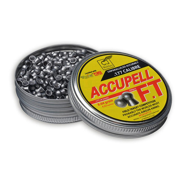 Webley AccuPell FT Pellets, Tin 500 8.64 Grains .177 (4.52mm Head) 772