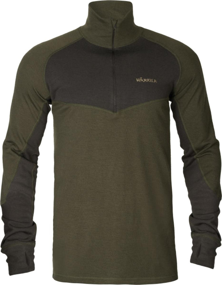 Harkila Base Warm zip neck Willow green/Shadow brown
