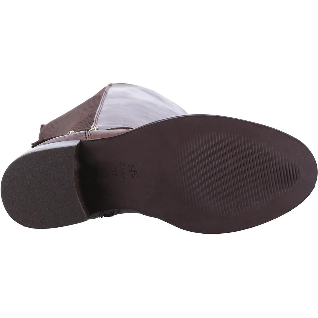 Dune Tildings Strap Detail High Leg Boot Brown Leather