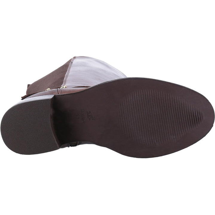 Dune Tildings Strap Detail High Leg Boot Brown Leather