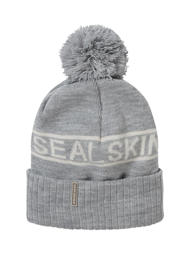 Sealskinz Heacham Waterproof Cold Weather Icon Bobble Hat Grey/ Cream Unisex HAT