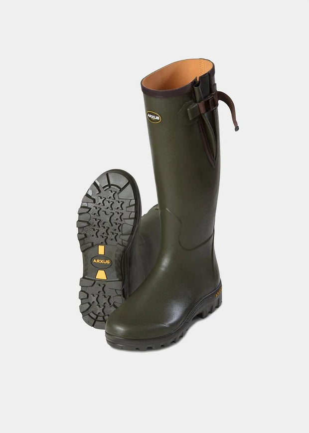 Arxus Pioneer Side Adjustable Wellington Boots - Dark Olive