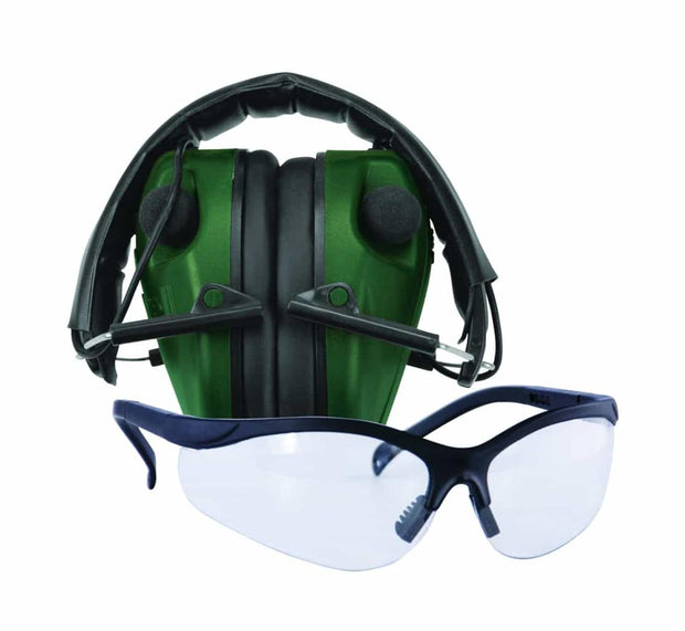 Caldwell E-Max Low Profile Electronic Hearing Protection Shooting Glasses Combo