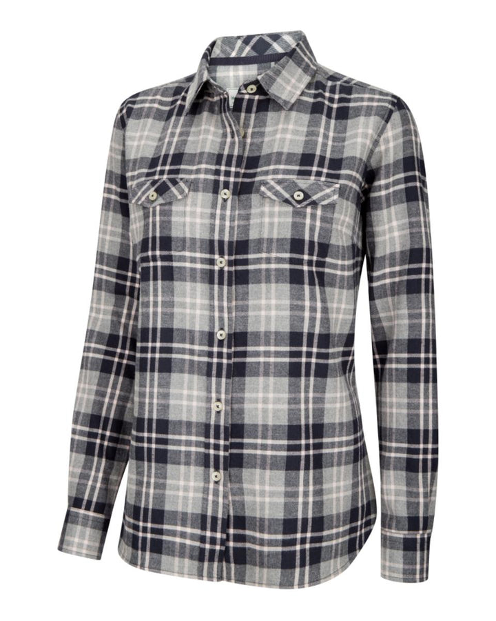 Hoggs of Fife Eilidh Ladies Flannel Shirt Navy Marl