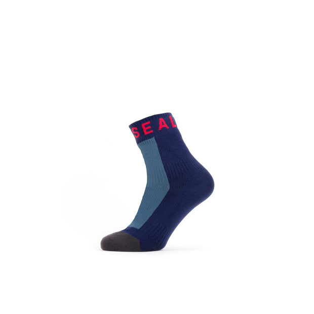 Sealskinz Mautby Waterproof Warm Weather Ankle Length Sock with Hydrostop Navy Blue/Grey/Red Unisex SOCK