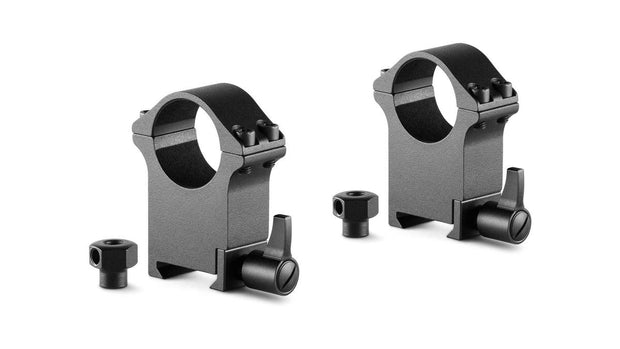 Hawke Pro Steel Ring Mounts~ 1, Extra High, with Lever (fitted) and Nut Mounts