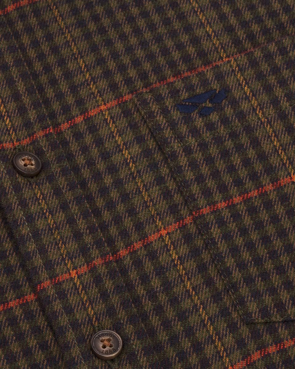 Hoggs of Fife Harris Cotton/Wool Twill Check Shirt Green