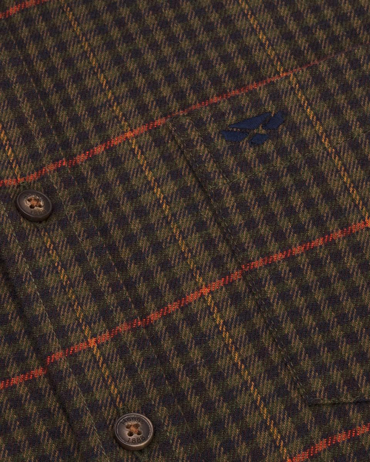 Hoggs of Fife Harris Cotton/Wool Twill Check Shirt Green