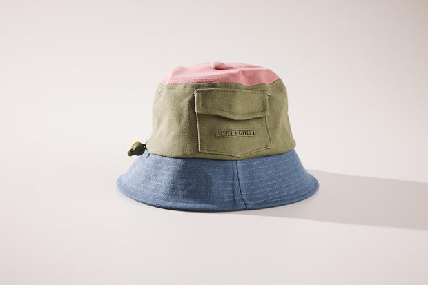 Sealskinz Lynford Waterproof Women's Colour Block Canvas Bucket Hat Green/Pink/Blue Women's HAT