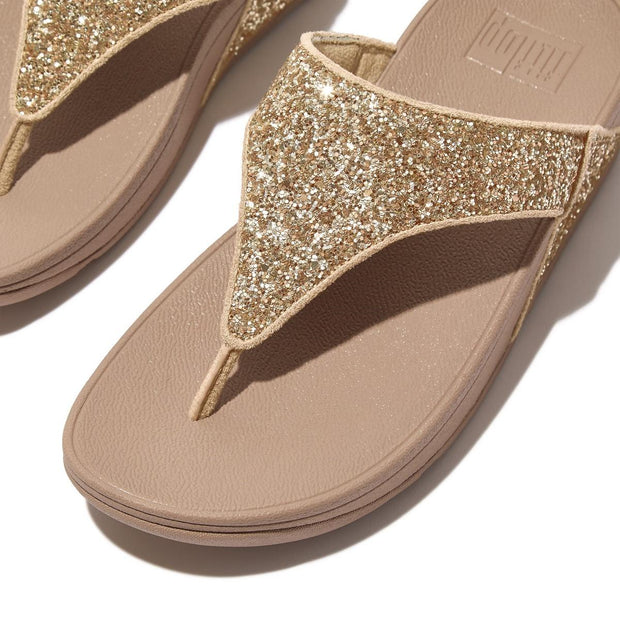 Fitflop Lulu Glitter Toe-Post Sandals Latte Beige