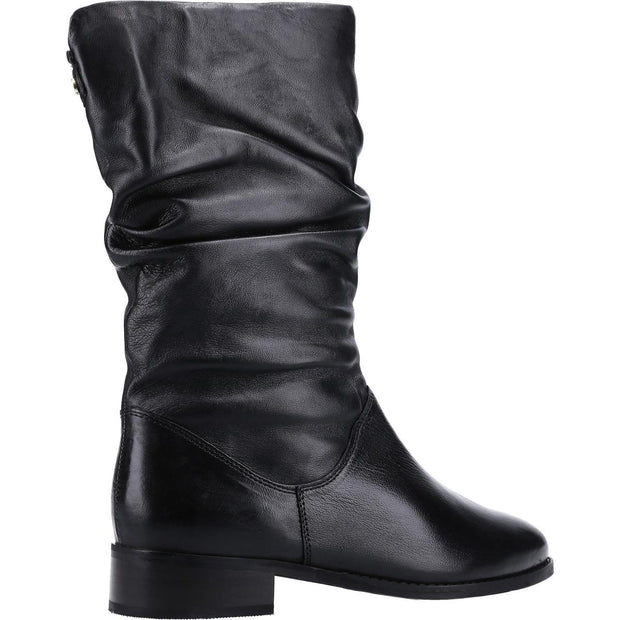 Dune Rosalindas Ruched Calf Boots Black Leather