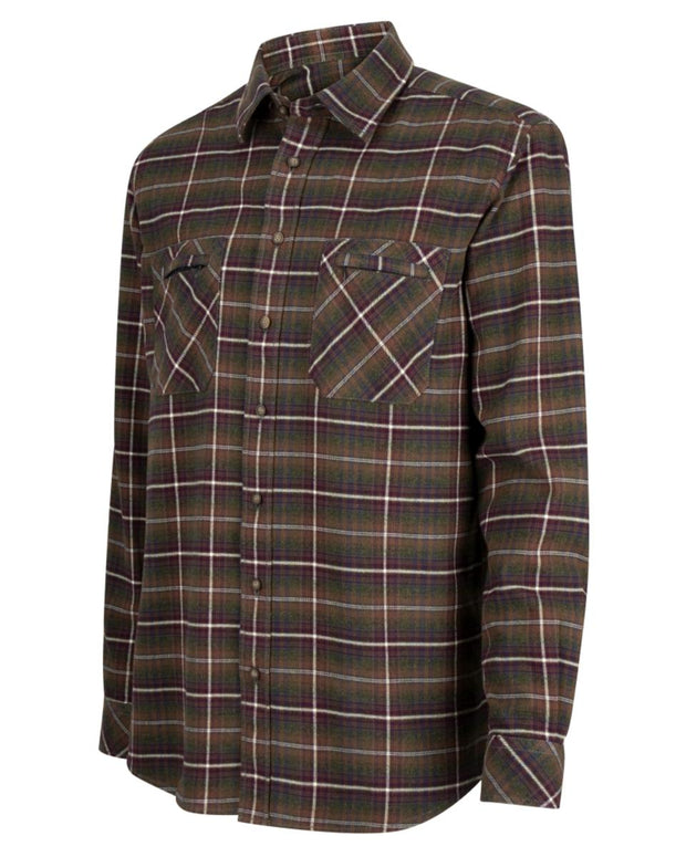 Hoggs of Fife Countrysport Luxury Hunting Shirt Olive/Wine Check