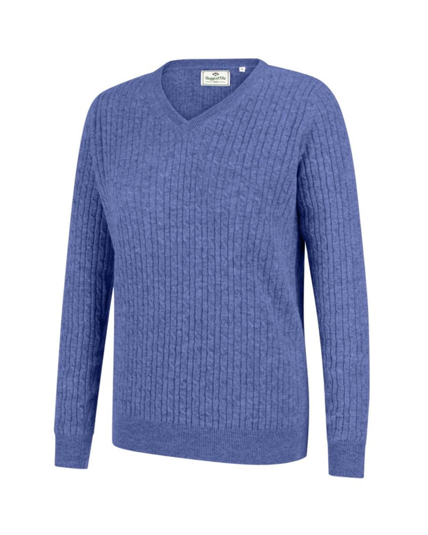 Hoggs of Fife Lauder Ladies Cable Pullover Violet