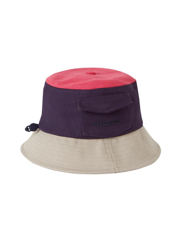 Sealskinz Lynford Waterproof Women's Colour Block Canvas Bucket Hat Navy/Pink/Cream Women's HAT