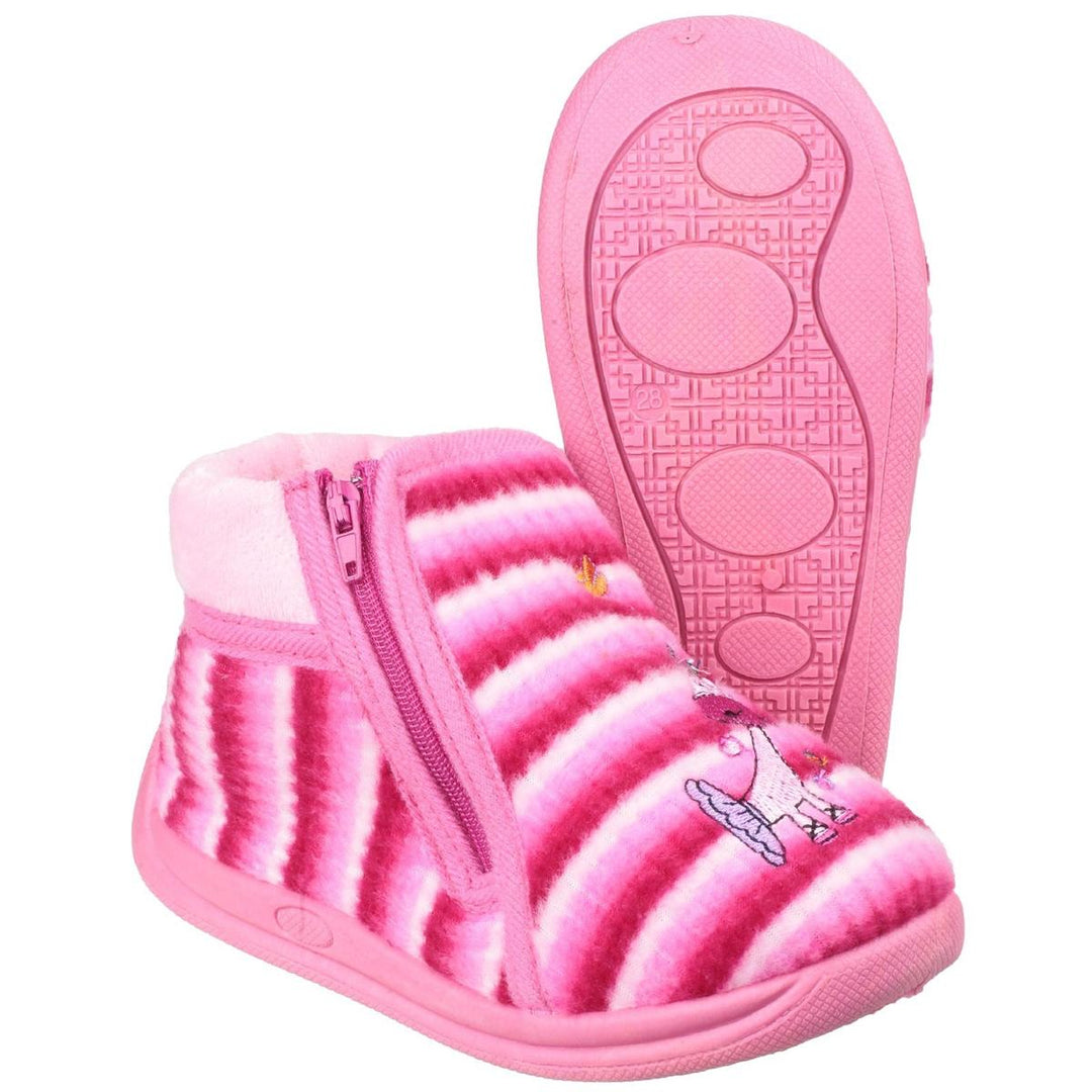 Mirak Safari Zip Up Bootie Slipper Pink