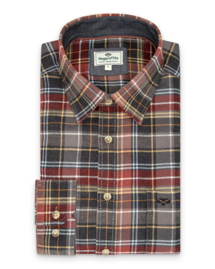 Hoggs of Fife Pitlochry Flannel Shirt Chestnut Check S