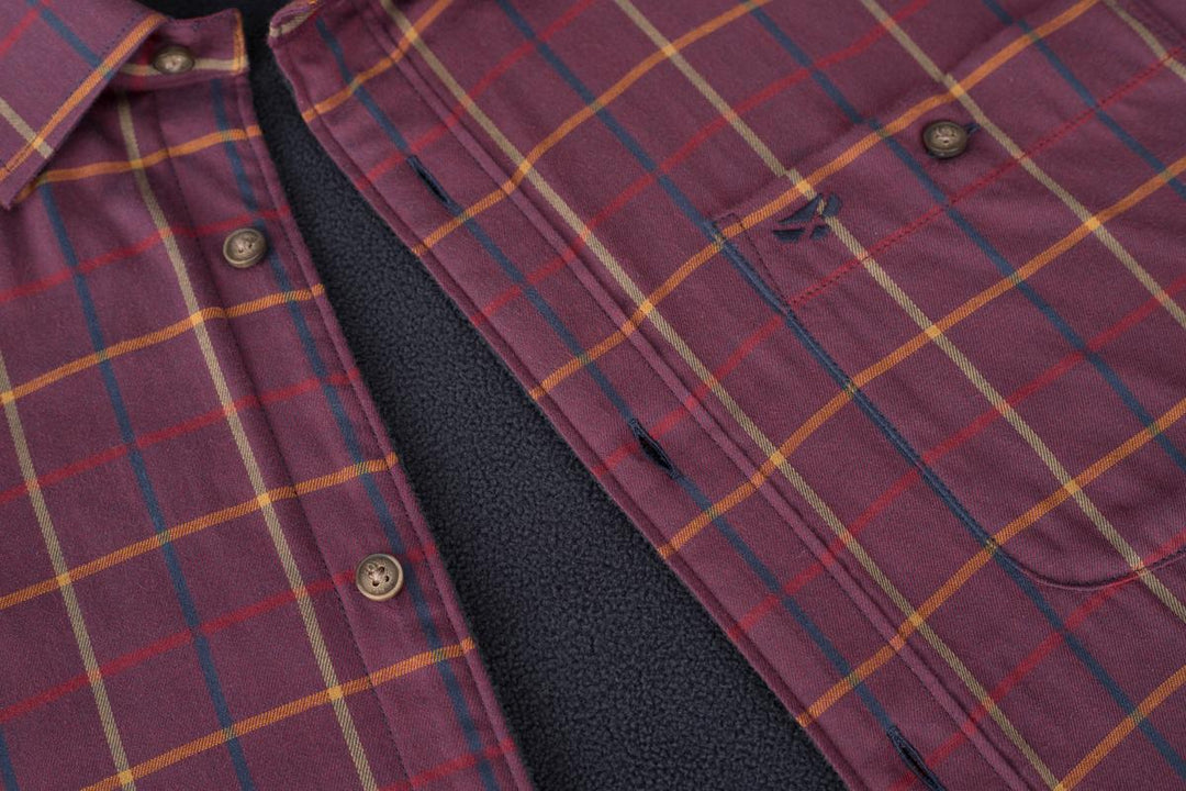 Hoggs of Fife Bramble Micro-Fleece Lined Shirt Wine Check