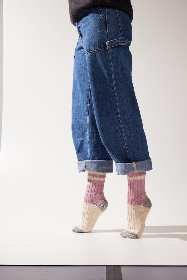 Sealskinz Cawston Bamboo Mid Length Women's Colour Blocked Sock Pink/Grey/Cream Women's SOCK