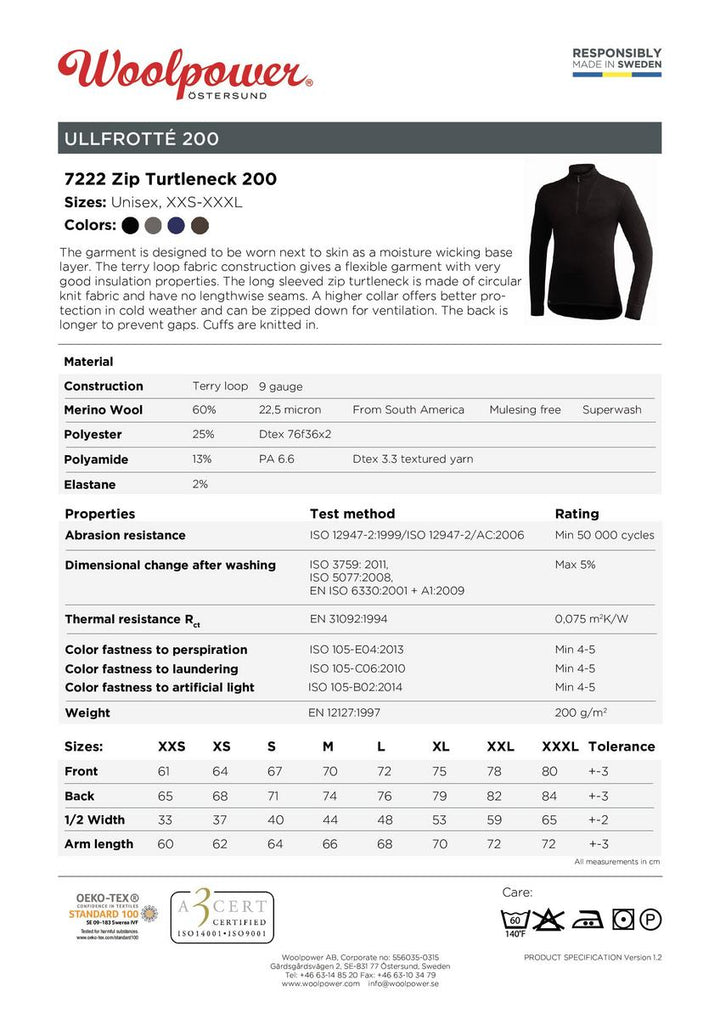 Woolpower Zip Turtleneck 200