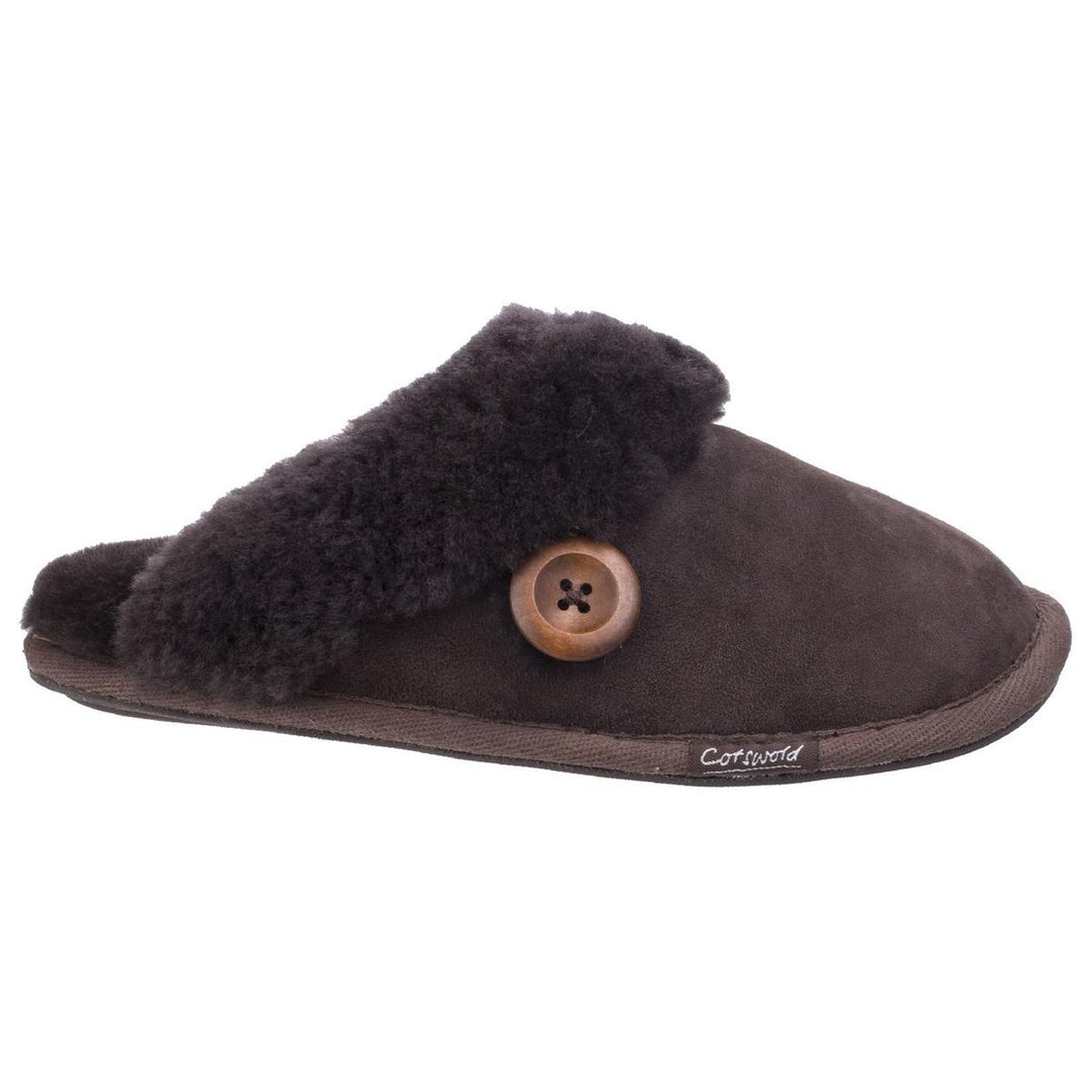Cotswold Lechlade Sheepskin Mule Slipper Chocolate