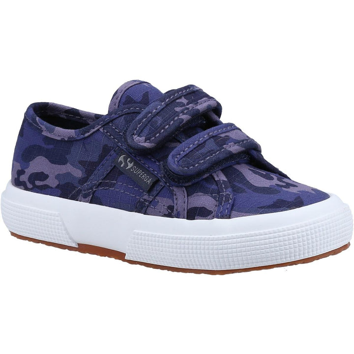 Superga 2750 Kids Straps Camo Ripstop Trainer Blue Grey Dark Camouflage