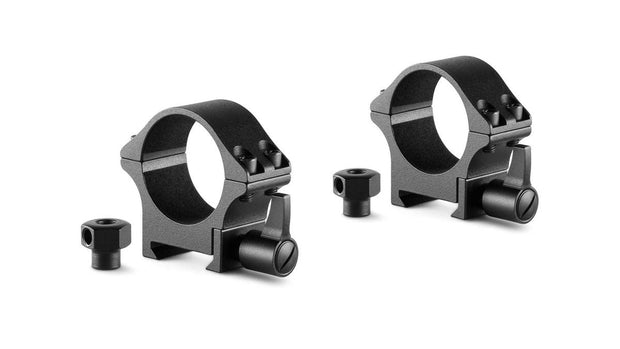Hawke Pro Steel Ring Mounts~ 30mm, Low, with Lever (fitted) and Nut Mounts