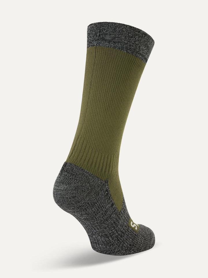 Sealskinz Raynham Waterproof All Weather Mid Length Sock Olive/Grey Marl Unisex SOCK