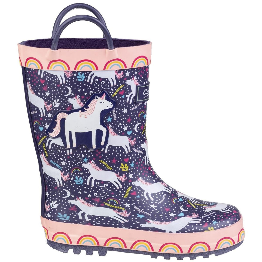Cotswold Sprinkle Junior Wellington Boot Purple/Pink & – view 3