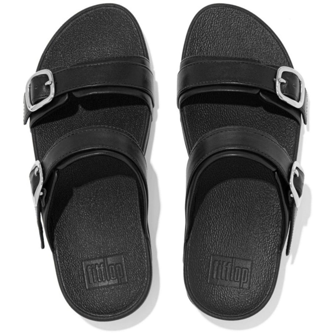 Fit Flop Lulu Adjustable Leather Slides All Black