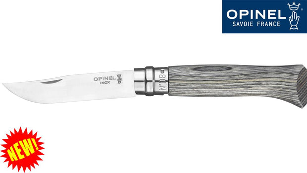 Bisley No.8 Laminated Birch Knife Grey by Opinel