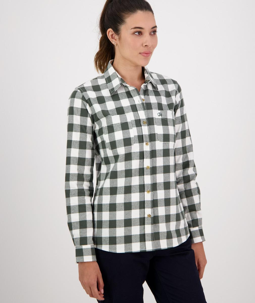 Swanndri Women's Taranaki Tailor Shirt Forest/Off-White Check