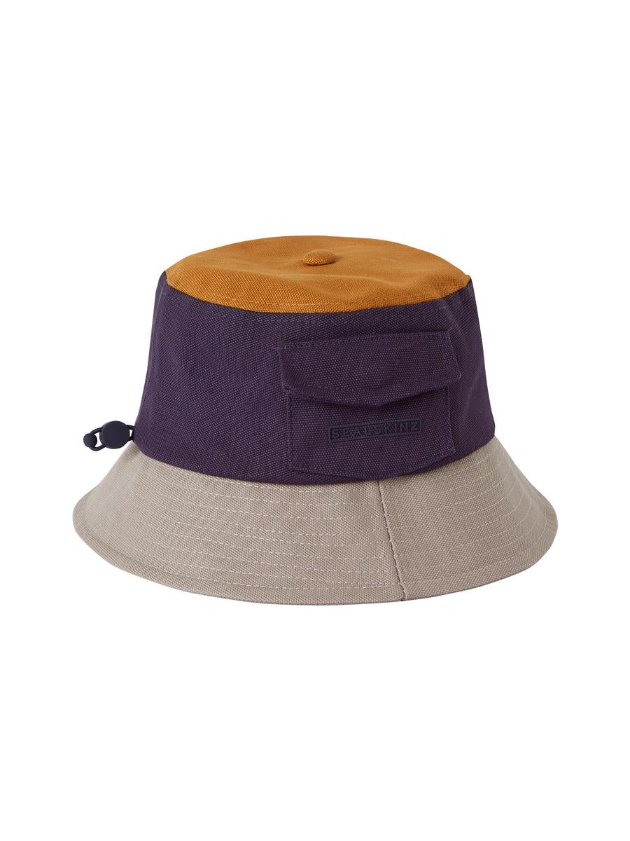 Sealskinz Lynford Waterproof Men's Colour Block Canvas Bucket Hat Navy/Yellow/Beige Men's HAT