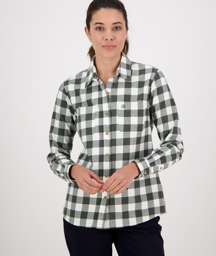 Swanndri Women's Taranaki Tailor Shirt Forest/Off-White Check