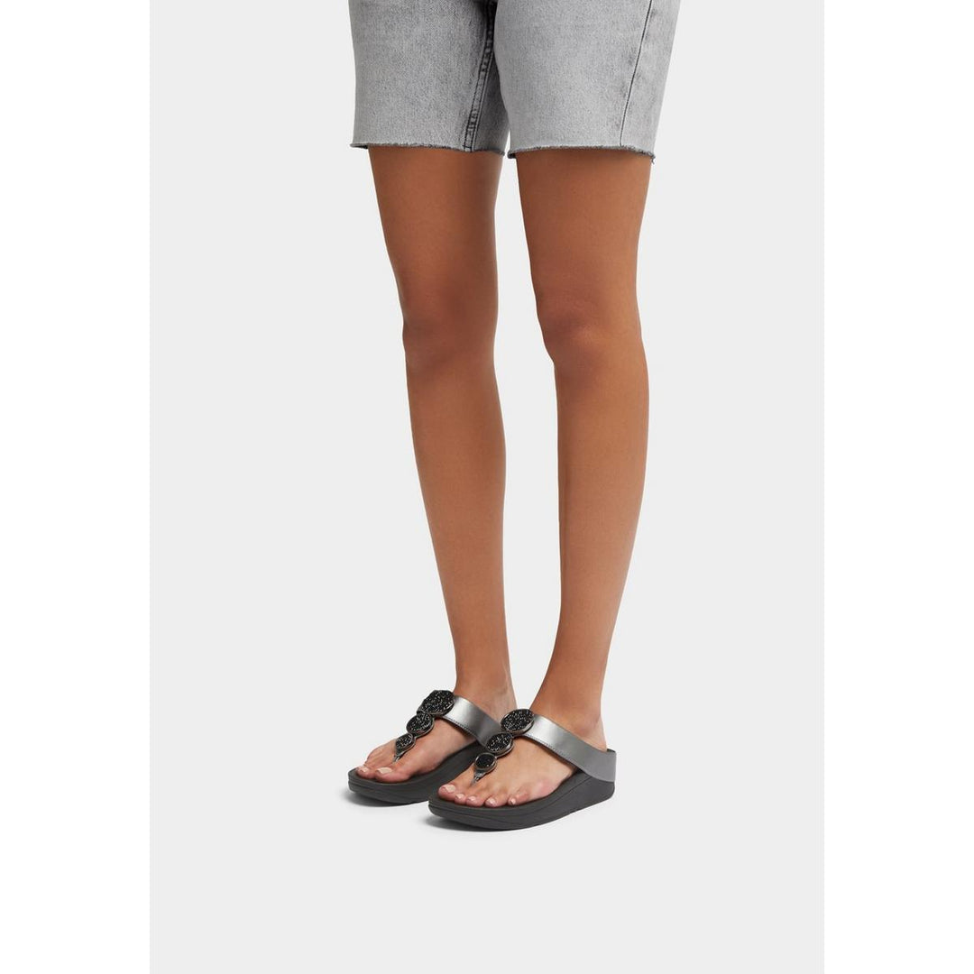 Fitflop Halo Toe Post Sandals Pewter Black