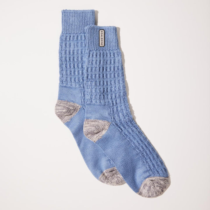 Sealskinz Wroxham Bamboo Mid Length Women's Waffle Sock Light Blue/Grey/Cream Women's SOCK