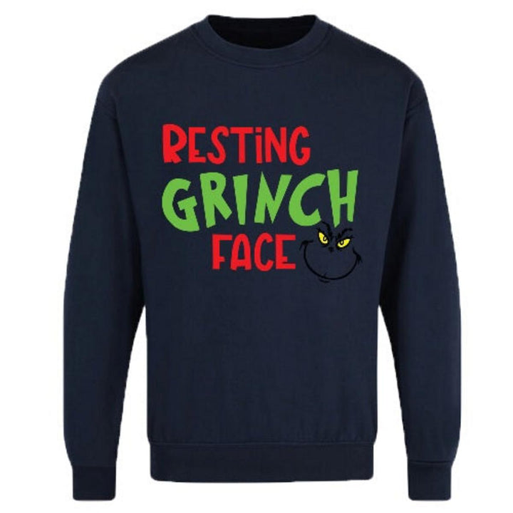 Game Adults Resting Grinch Face Merry Grinchmas Printed Jumper