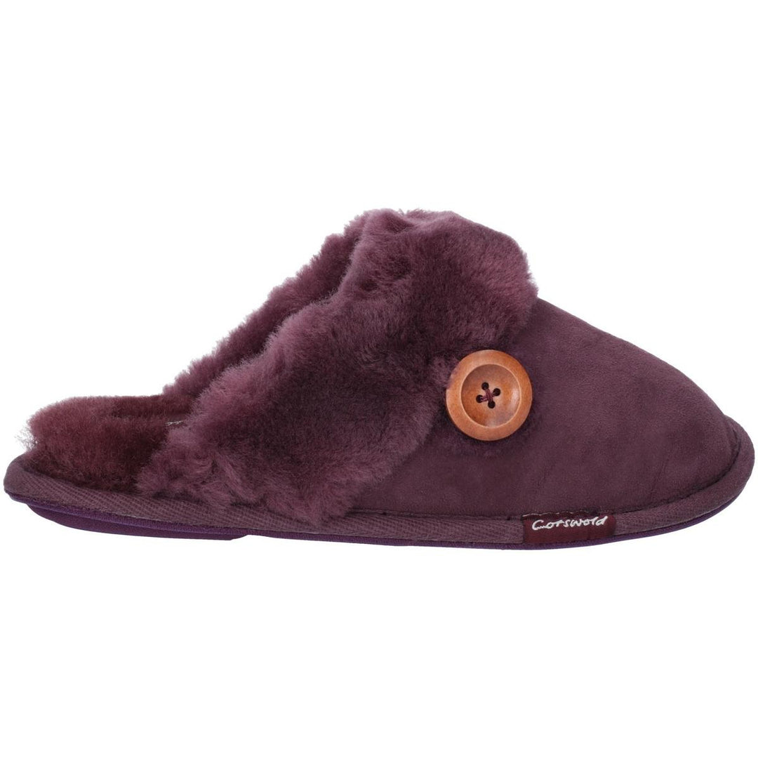 Cotswold Lechlade Sheepskin Mule Slipper Purple