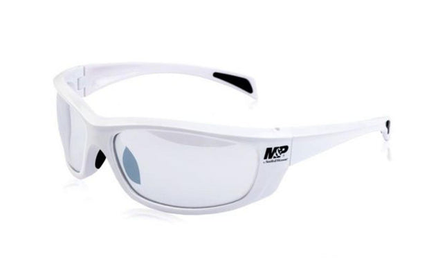 Smith And Wesson Whitehawk Full Frame Shooting Glasses Gloss White Frame Clear Mirrored Lens