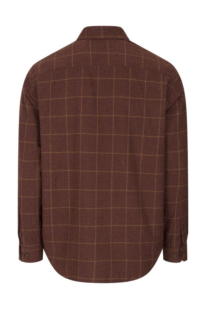 Hoggs of Fife Harris Cotton/Wool Twill Check Shirt Rust