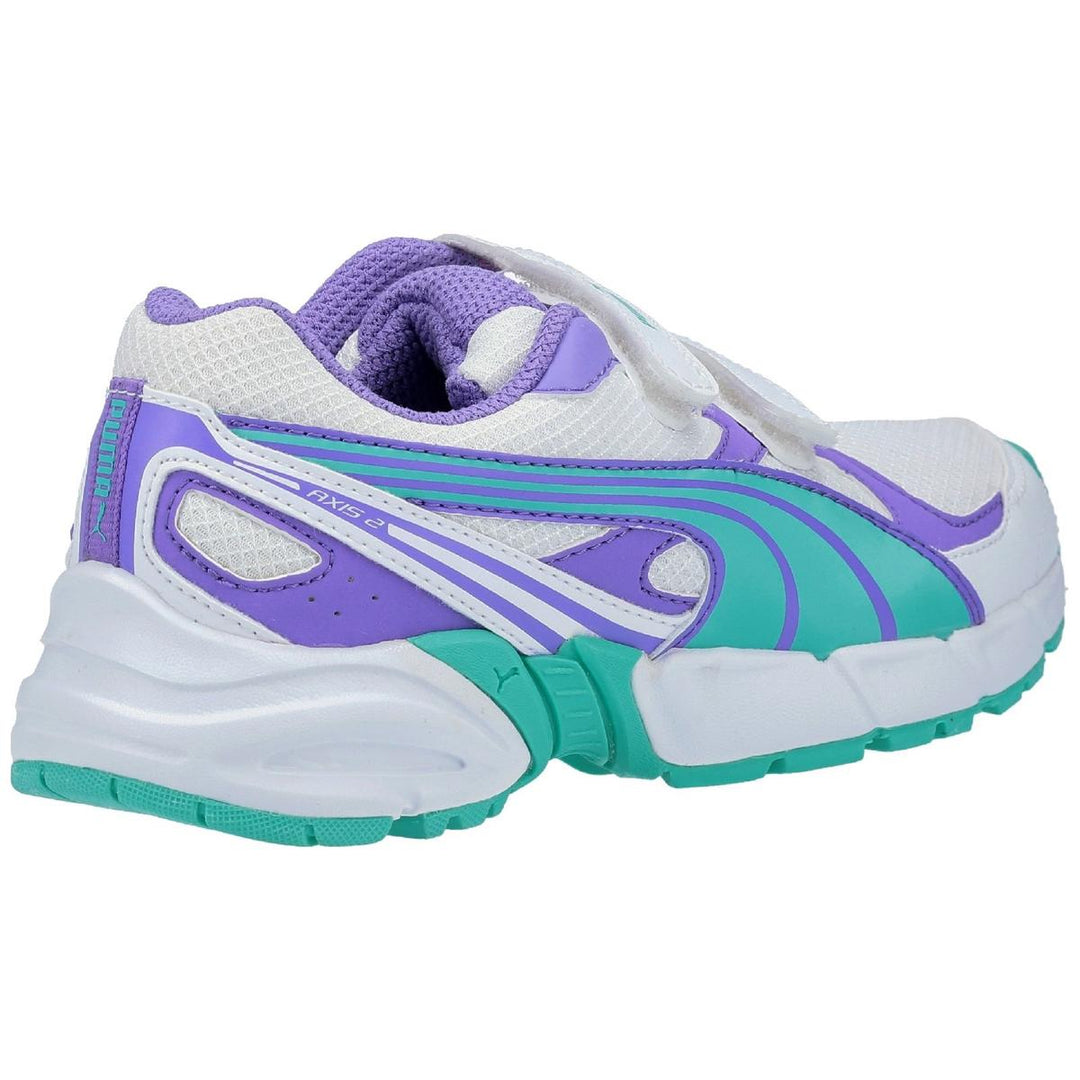 Puma Axis Mesh V2 Touch Fastening Boys Trainers Lime/Blue/White