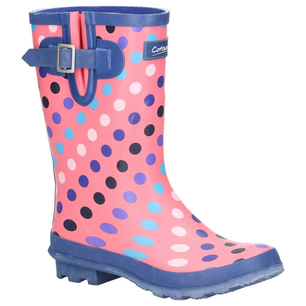 Cotswold Paxford Elasticated Mid Calf Wellington Boot Pink/Multi Spot