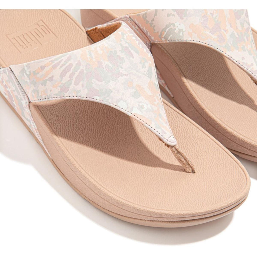 Fit Flop Lulu Art-Dye Leather Toe-Post Sandals Beige Mix