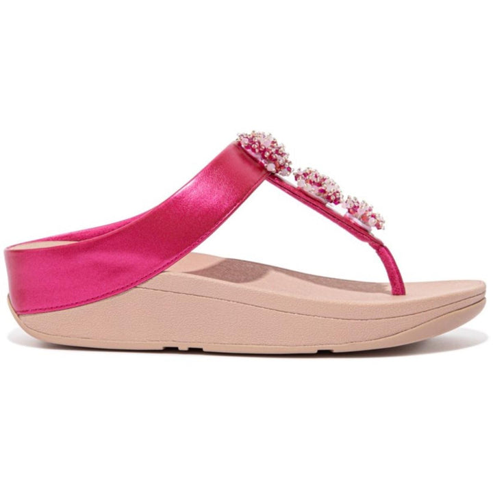 Fit Flop Fino Bead-Cluster Toe-Post Sandals Fuchsia Rose