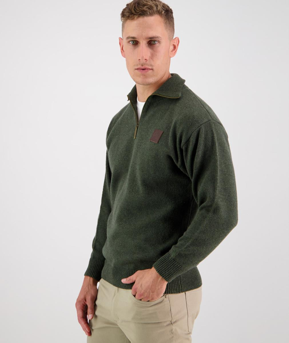 Swanndri Mariner Zip Neck Sweater Green