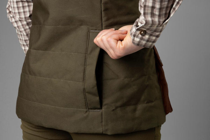 Harkila Retrieve waistcoat Women Dark warm olive/Burgundy