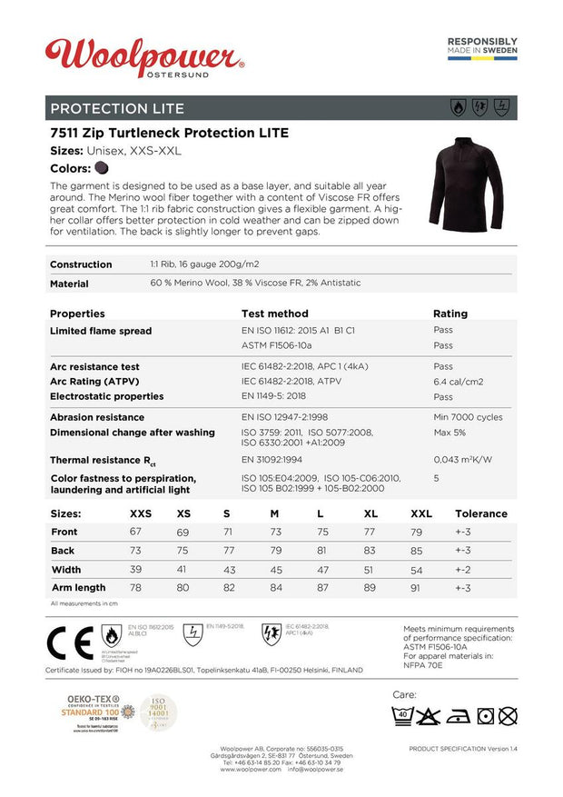 Woolpower Zip Turtleneck Protection LITE